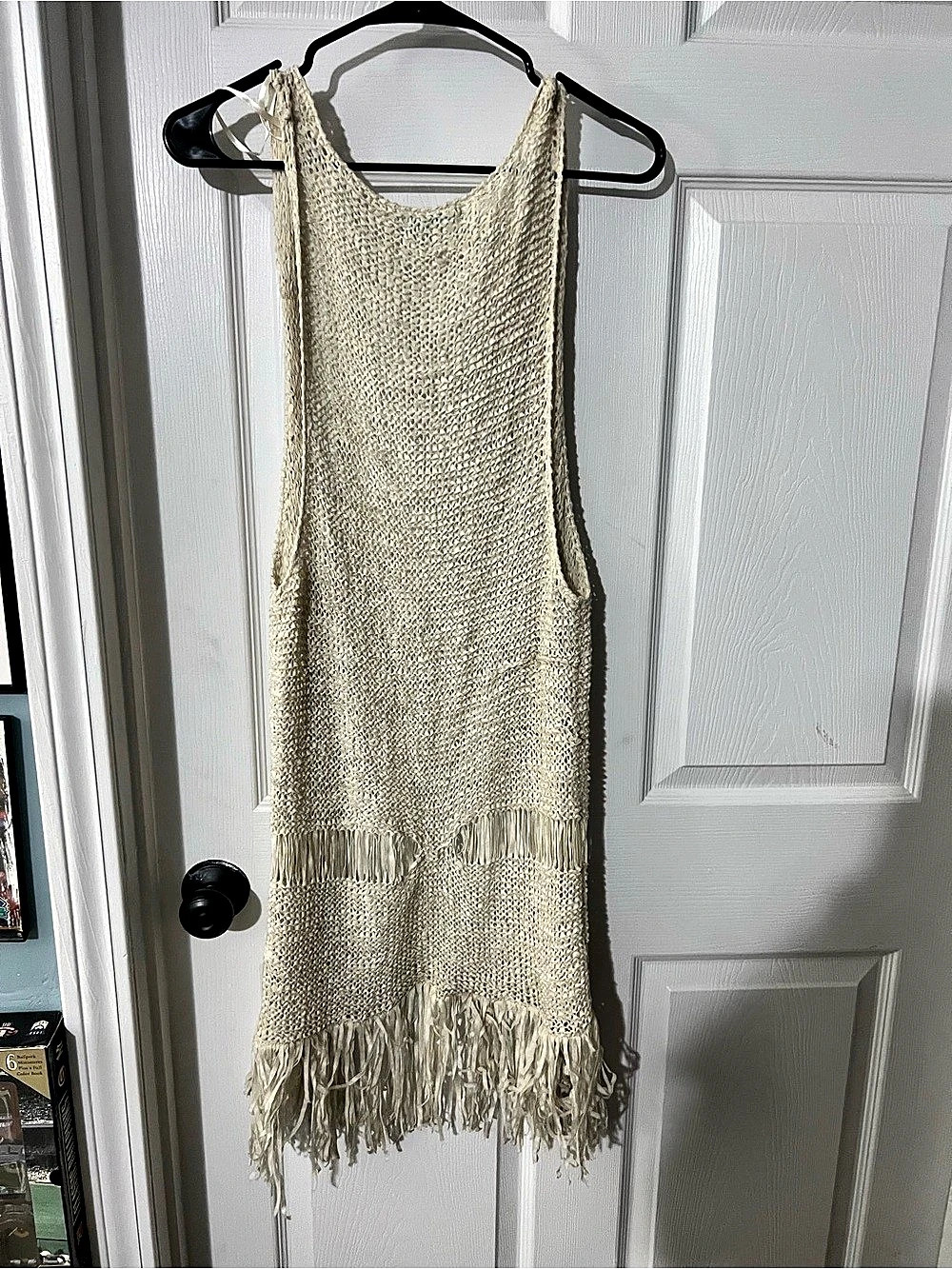 maurices Cream Knit Fringe Cover Up Size Medium